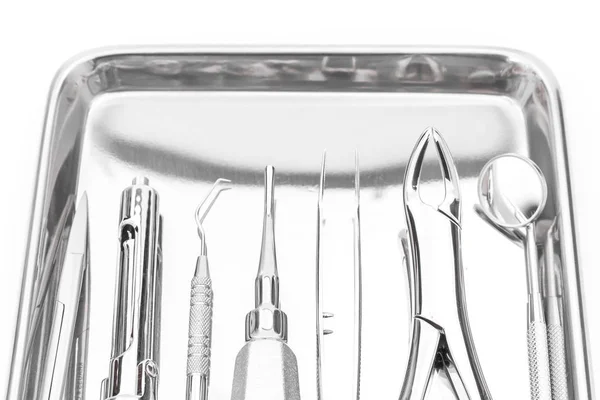 Dental tools and equipment on white background — Stock Photo, Image