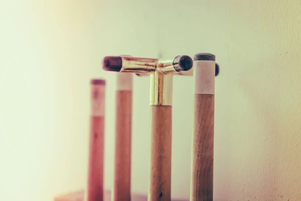 Cue stick hang on wall .  ( Filtered image processed vintage eff — Stock Photo, Image