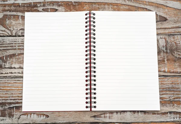 Lege notebook mock up op hout achtergrond . — Stockfoto