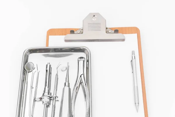 Dental Tools Equipment Dental Chart White Background — Stock Photo, Image