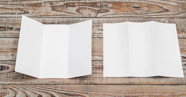 Carta Modello Trifold Bianco Texture Legno — Foto Stock