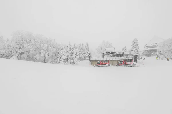 Remontées Mécaniques Sur Neige Dans Station Ski — Photo