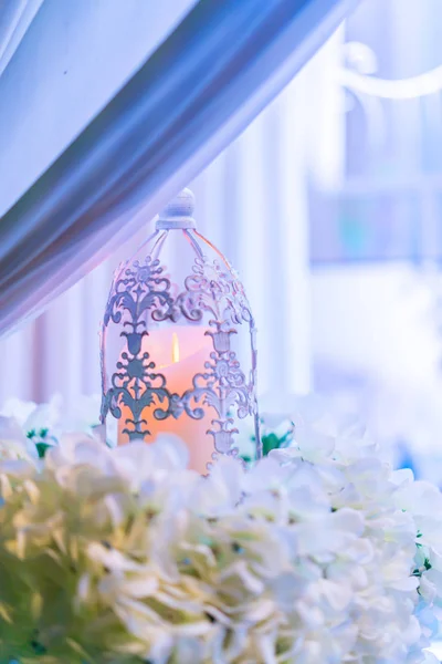 Lanternas Com Vela Decoração Fase Casamento — Fotografia de Stock