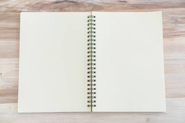 Notebook Branco Simular Fundo Madeira — Fotografia de Stock