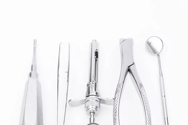 Dental Verktyg Och Utrustning Vit Bakgrund — Stockfoto