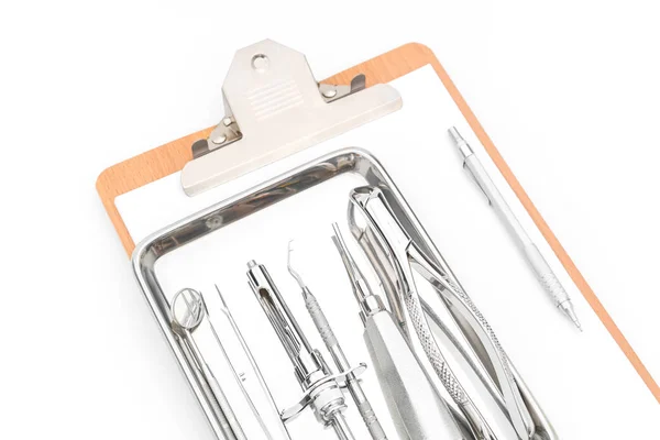 Dental Tools Equipment Dental Chart White Background — Stock Photo, Image