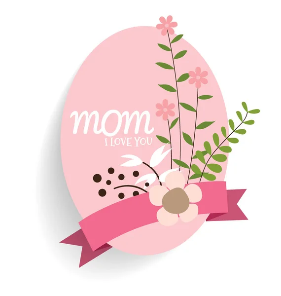 Feliz Dia Das Mães Bouquets Florais Com Fita Ilustração Vetorial —  Vetores de Stock