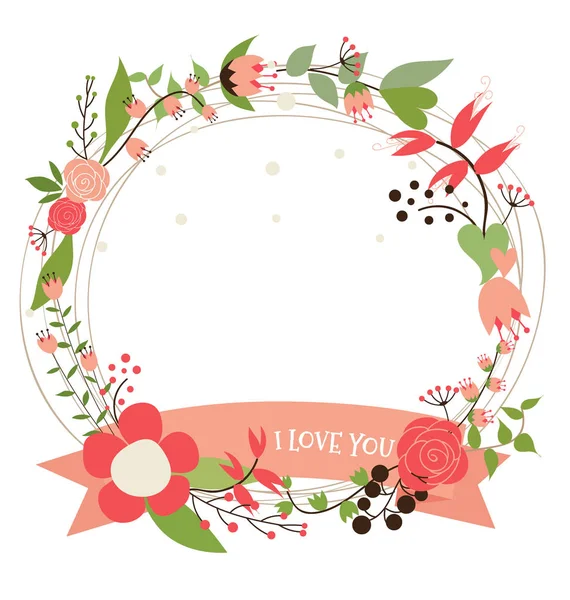 Happy Mother Day Floral Bouquets Ribbon Vector Illustration — Stock Vector