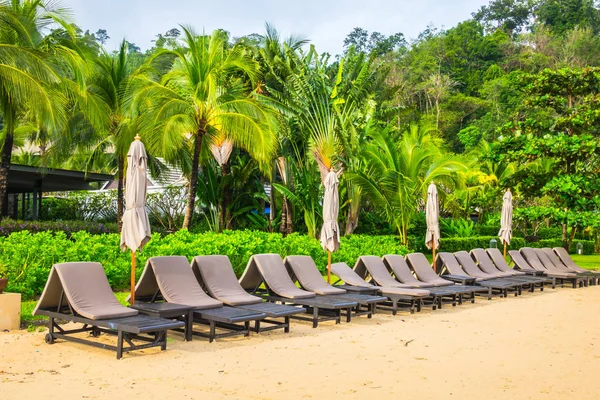 Chaises Plage Sur Plage Sable Blanc Tropical — Photo