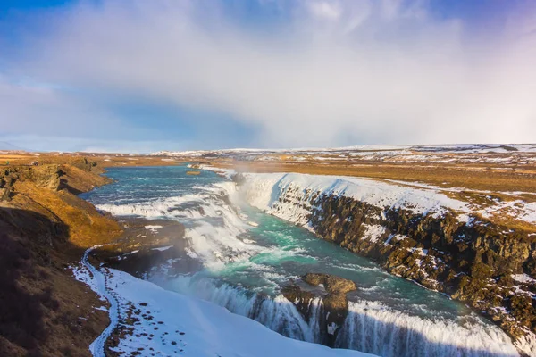 Bela Cachoeira Famosa Islândia Temporada Inverno — Fotografia de Stock