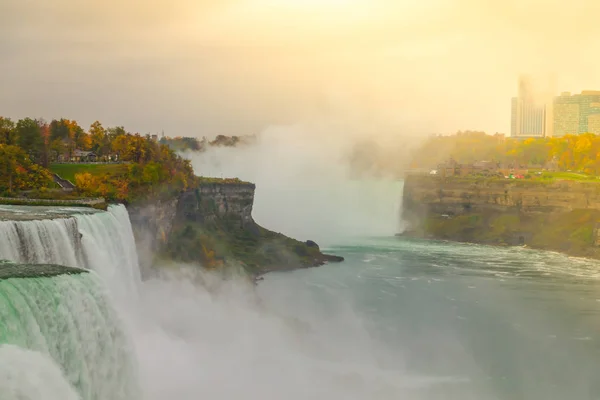 Lato Americano Delle Cascate Del Niagara Durante Alba — Foto Stock