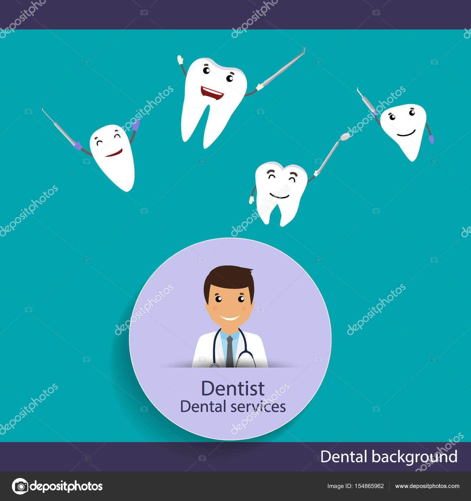 Medical Dental Background Design Dentist With Teeth Vector Ill