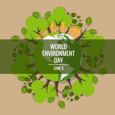 Dünya Çevre günü kavramı. Yeşil Eko dünya. vektör çizim.