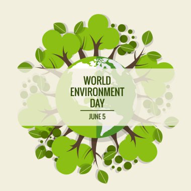 Dünya Çevre günü kavramı. Yeşil Eko dünya. vektör çizim.
