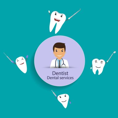 Tıbbi diş arka plan tasarımı. Diş hekimi diş ile. Vektör hastası