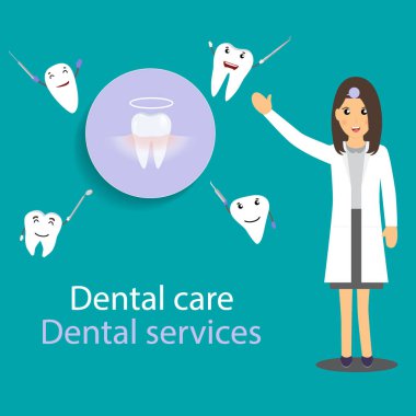 Tıbbi diş arka plan tasarımı. Diş hekimi diş ile. Vektör hastası