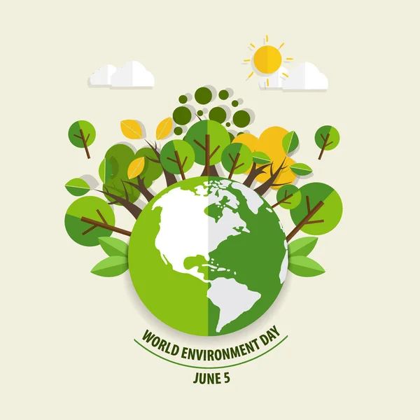 Världen Miljö Dag Koncept Grön Eco Jorden Vektor Illustration — Stock vektor