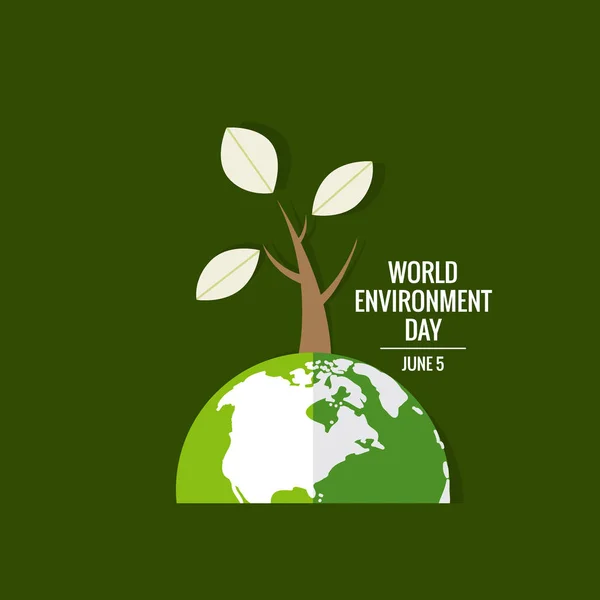 World Environment Day Concept Green Eco Earth Vector Illustration — Stock Vector