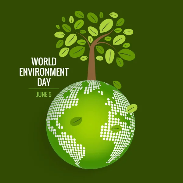 World Environment Day Concept Green Eco Earth Vector Illustration — Stock Vector