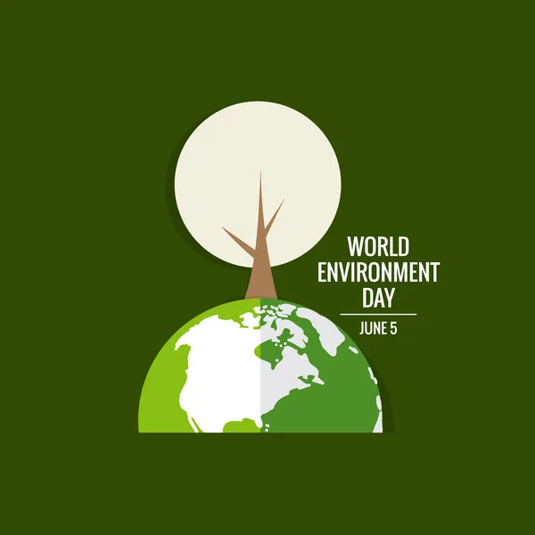 World Environment Day Concept Green Eco Earth Vector Illustration — Stock Vector