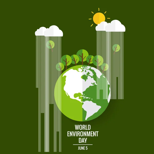 World Environment Day Concept Green Eco Earth Vector Illustration — Stock Vector