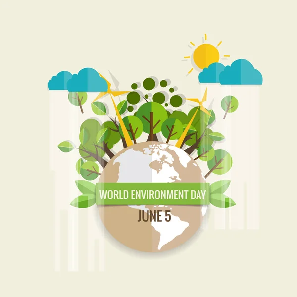Conceito Dia Mundial Ambiente Terra Ecológica Verde Ilustração Vetorial — Vetor de Stock
