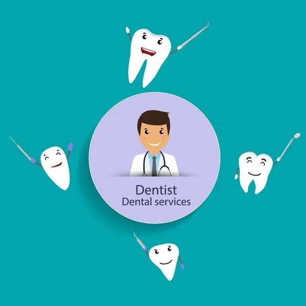 Medizinische zahnärztliche Hintergrundgestaltung. Zahnarzt mit Zähnen. Vektorkrank — Stockvektor
