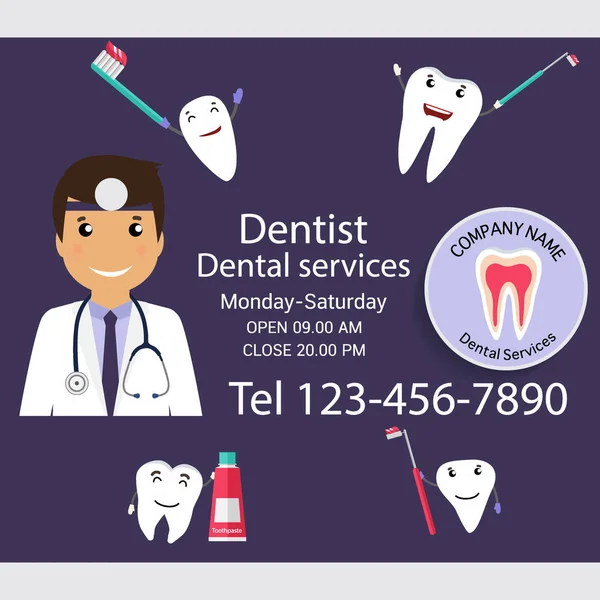 Medical dental background design. Dentist with teeth. Vector ill Stock