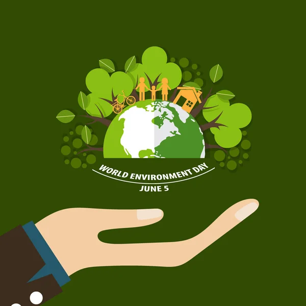 Concept Journée Mondiale Environnement Green Eco Earth Illustration Vectorielle — Image vectorielle