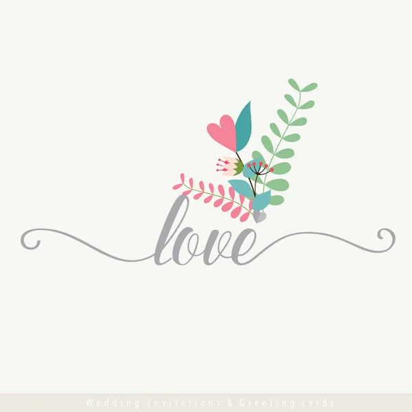 Wedding invitation card design with cute flower templates. Vecto — Stock Vector