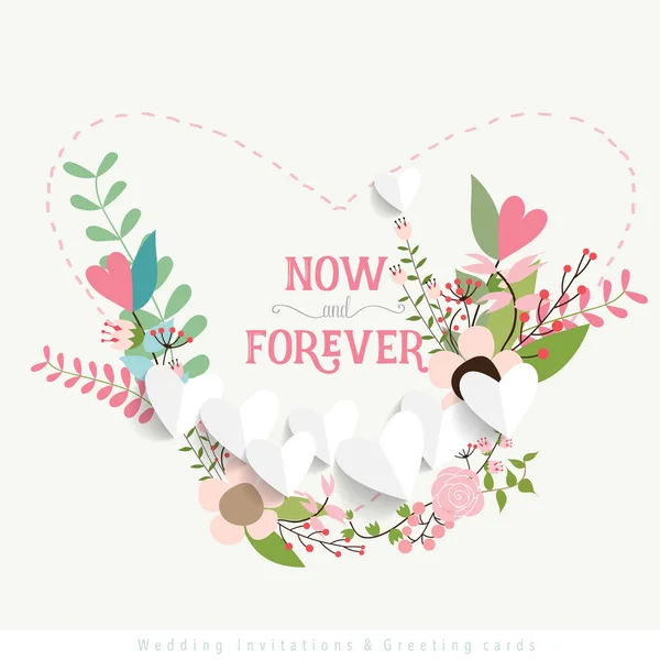 Diseño de tarjetas de invitación de boda con lindas plantillas de flores. Vecto. — Vector de stock