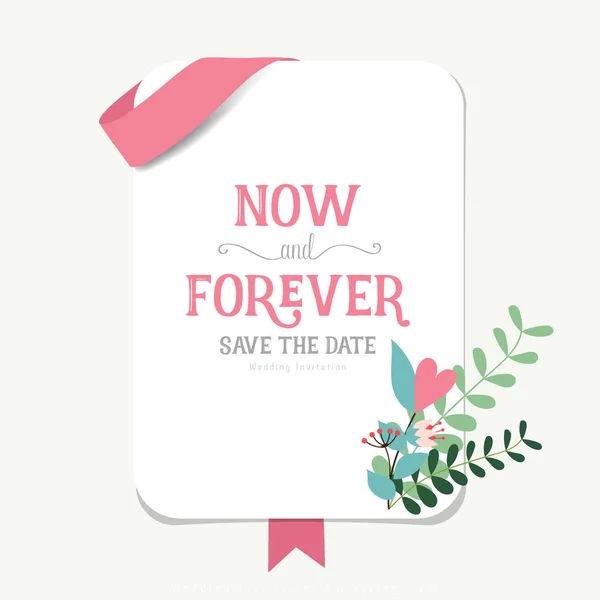 Diseño de tarjetas de invitación de boda con lindas plantillas de flores. Vecto. — Vector de stock