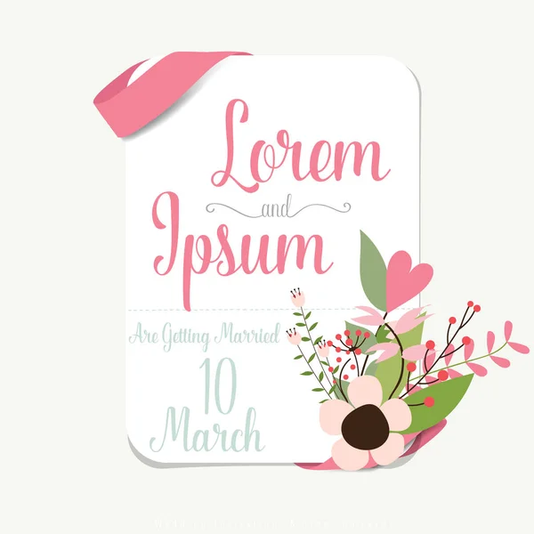 Diseño de tarjetas de invitación de boda con lindas plantillas de flores. Vecto. — Vector de stock