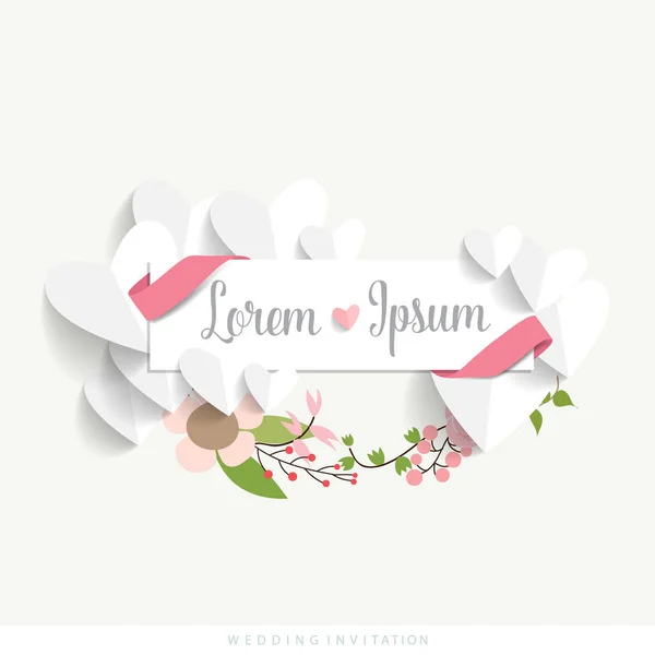 Diseño de tarjetas de invitación de boda con lindas plantillas de flores. Vecto. — Archivo Imágenes Vectoriales