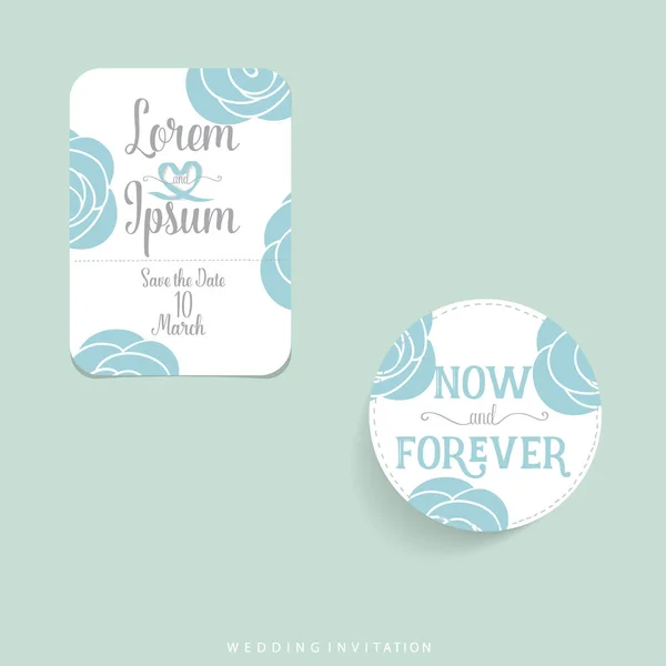 Diseño de tarjetas de invitación de boda con lindas plantillas de flores. Vecto. — Vector de stock