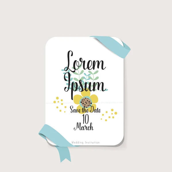 Hochzeitseinladungskarte Design mit niedlichen Blumen-Vorlagen. Vecto — Stockvektor
