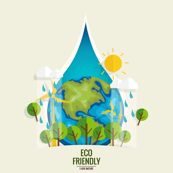 Eco Friendly. Ekologi-konceptet med Green Eco jorden och träd. Ve — Stock vektor