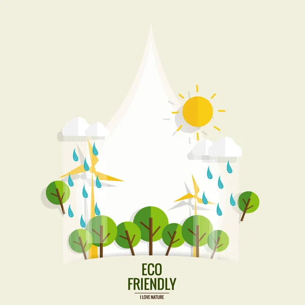 ECO AMIGO. Concepto de ecología con fondo de árbol. Vector illus — Vector de stock