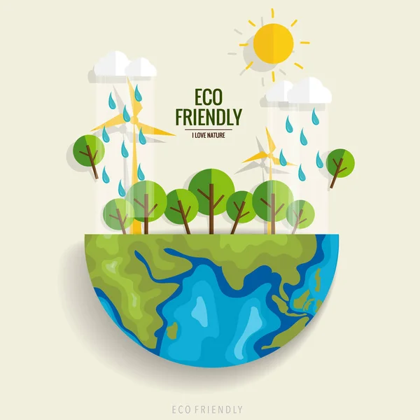ECO à l'amiable. Concept écologique avec Green Eco Earth and Trees. Ve — Image vectorielle