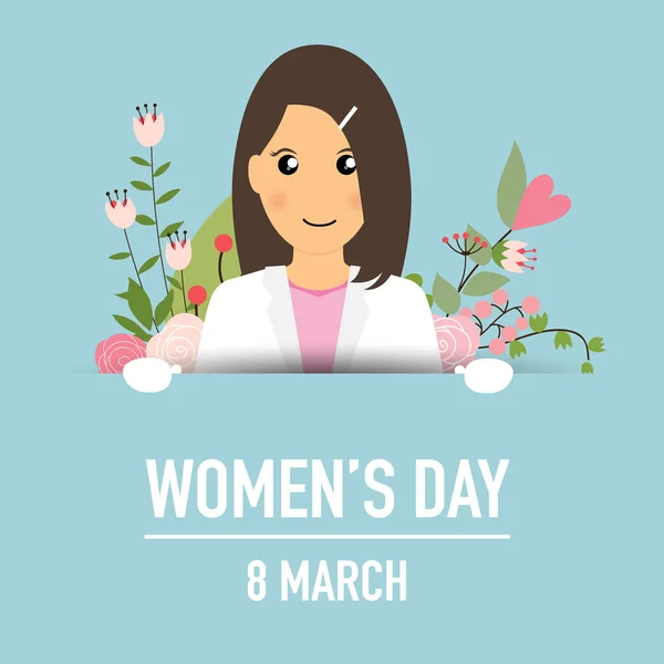 Journée internationale des femmes heureuses. 8 Mars fond de vacances. Végétaux — Image vectorielle