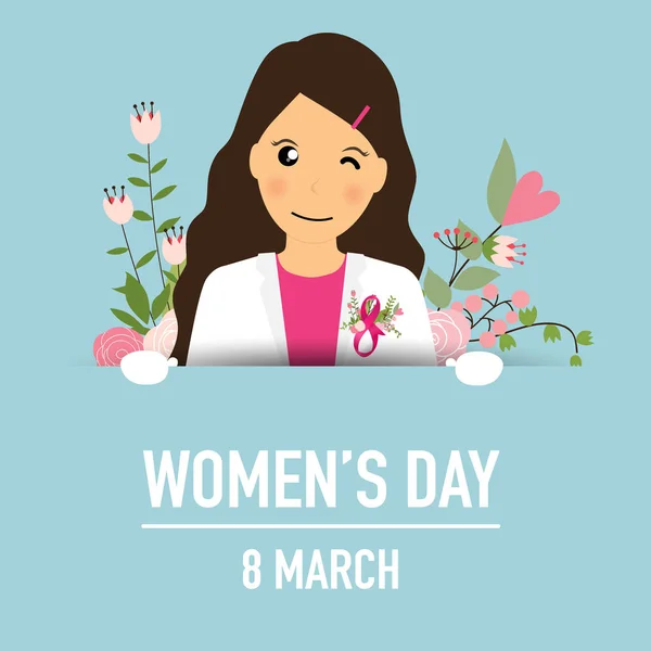 Journée internationale des femmes heureuses. 8 Mars fond de vacances. Végétaux — Image vectorielle