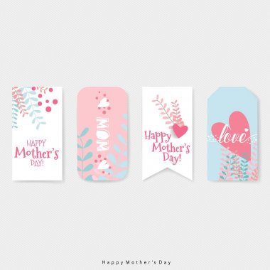 Mutlu anneler günü, kalp, vektör illustrat çiçek buketleri