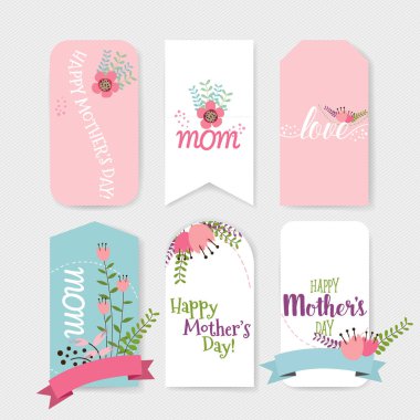 Mutlu anneler günü, kurdele, vektör illustra ile çiçek buketleri