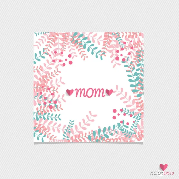 Glücklicher Muttertag, Blumensträuße mit Herz, Vektorillustration — Stockvektor