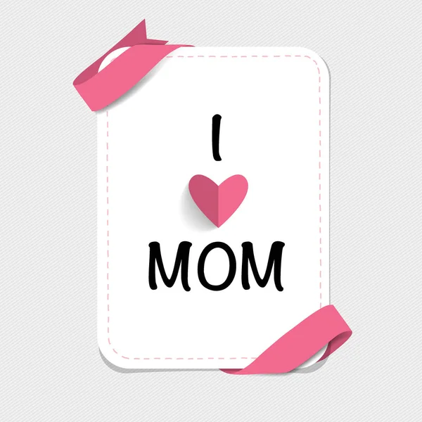 Happy Mother's Day, bloemen boeketten met lint en hart, vecto — Stockvector