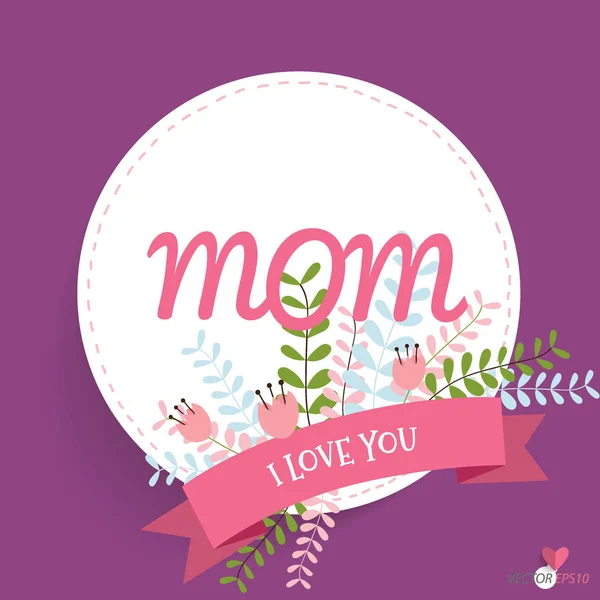 Feliz Dia das Mães, bouquets florais com fita, vector illustra — Vetor de Stock