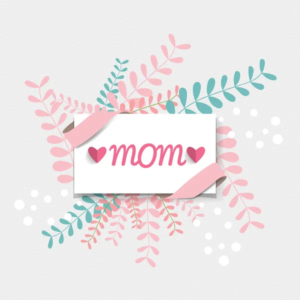 Happy Mother's Day, bloemen boeketten met lint en hart, vecto — Stockvector