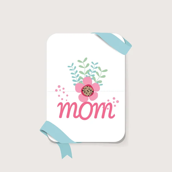 Happy Mother's Day, bloemen boeketten met lint, vector illustra — Stockvector