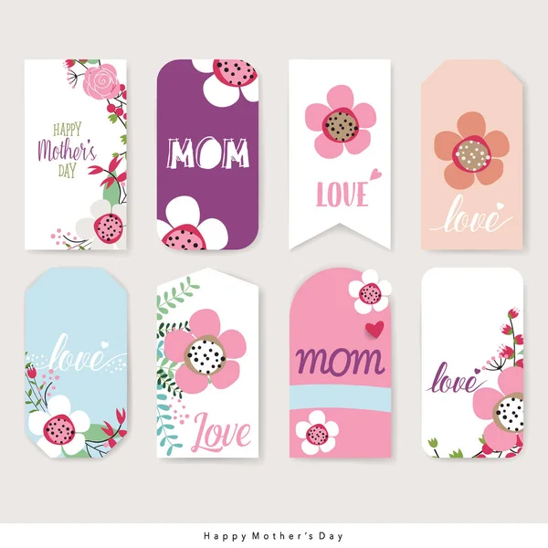 Happy Mother 's Day, buket bunga dengan pita, vector illustra - Stok Vektor