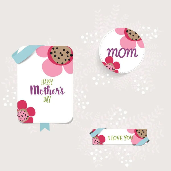 Glad mors dag, Floral buketter med band, vektor illustra — Stock vektor